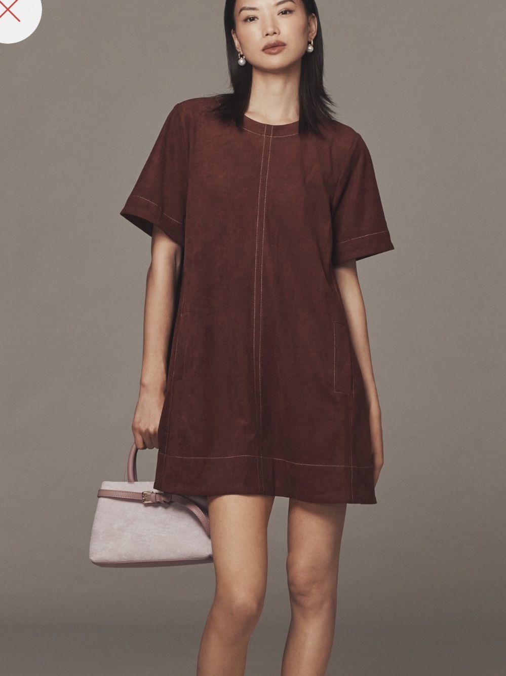 Maeve Anthropologie Emmy Faux Suede Swing Mini Dress Burgundy Small